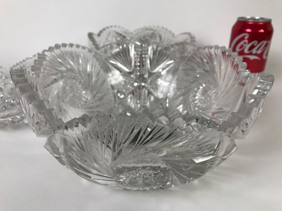 Set Of 3 Detailed Cut Crystal Bowls [Photo 6]