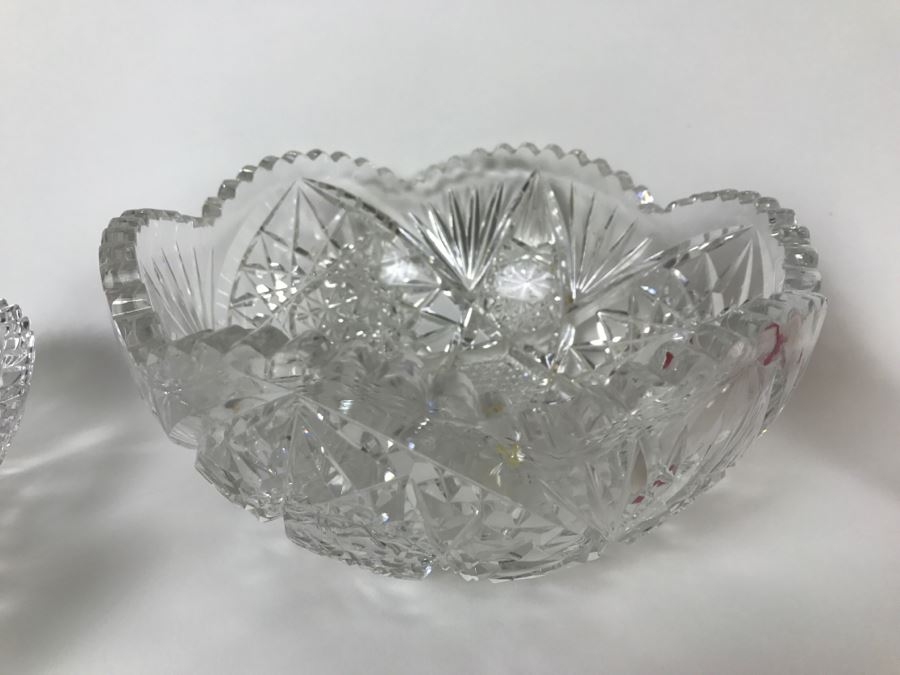 Set Of 3 Detailed Cut Crystal Bowls