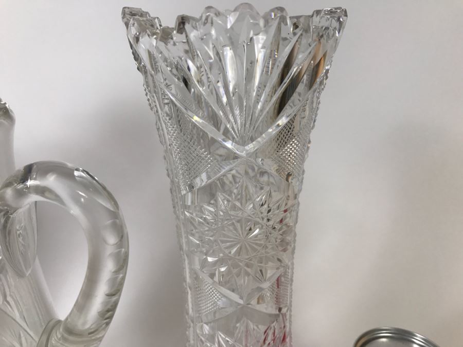 Heavy Cut Crystal Pitchers, Vase And Decanter [Photo 13]
