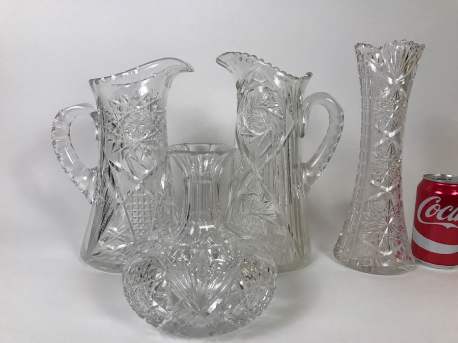 Heavy Cut Crystal Pitchers, Vase And Decanter [Photo 2]