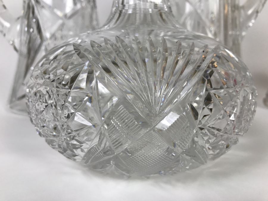Heavy Cut Crystal Pitchers, Vase And Decanter