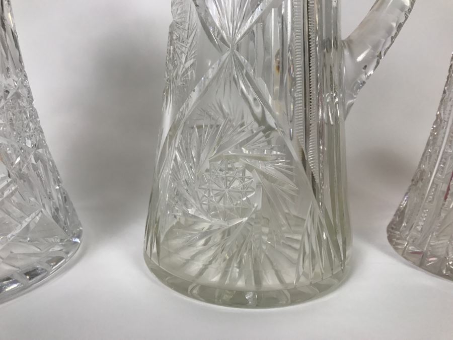 Heavy Cut Crystal Pitchers, Vase And Decanter