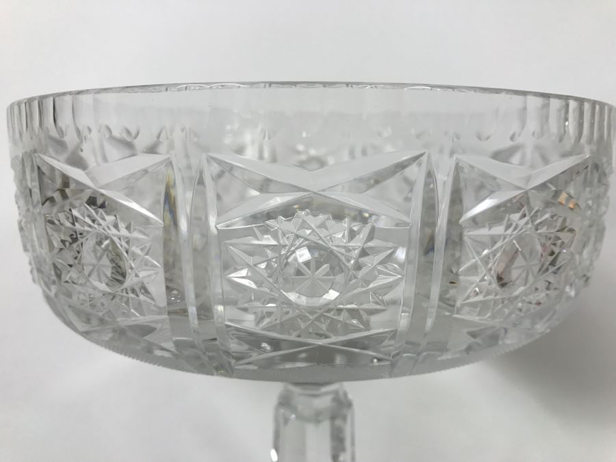 Cut Crystal Decanter With Crystal Stemware Glasses On Silverplate Tray, Footed Crystal Dish And Footed Crystal Dish With Lid (Has Chip On Rim) [Photo 10]
