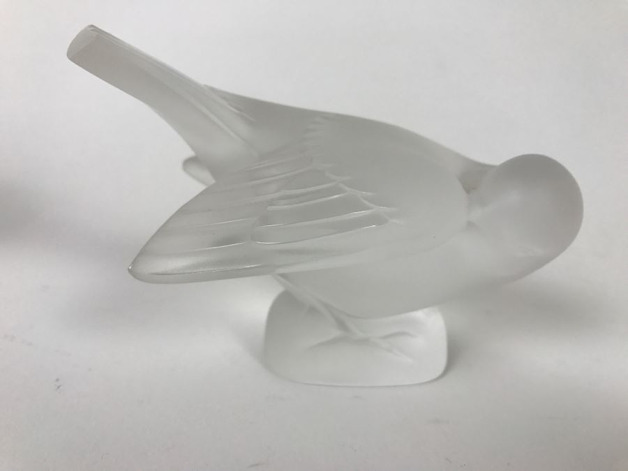 Lalique Crystal Bird Figurine France Hand Signed Etched