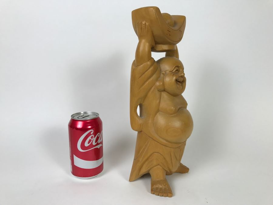 Hand Carved Laughing Wooden Buddha Statue [Photo 5]