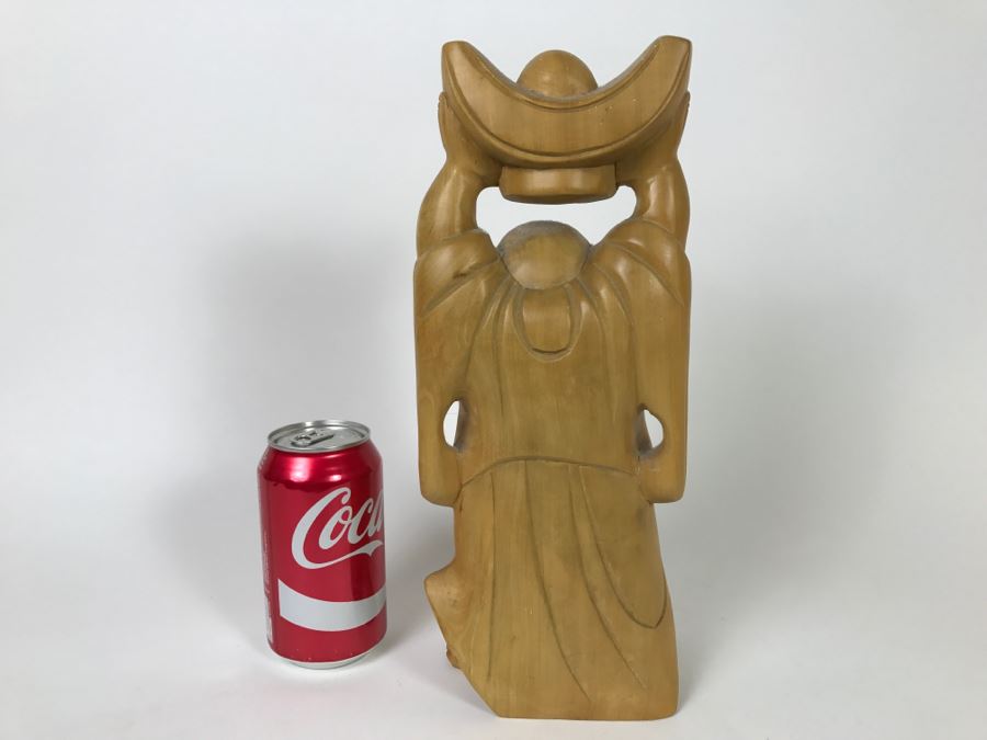 Hand Carved Laughing Wooden Buddha Statue [Photo 6]