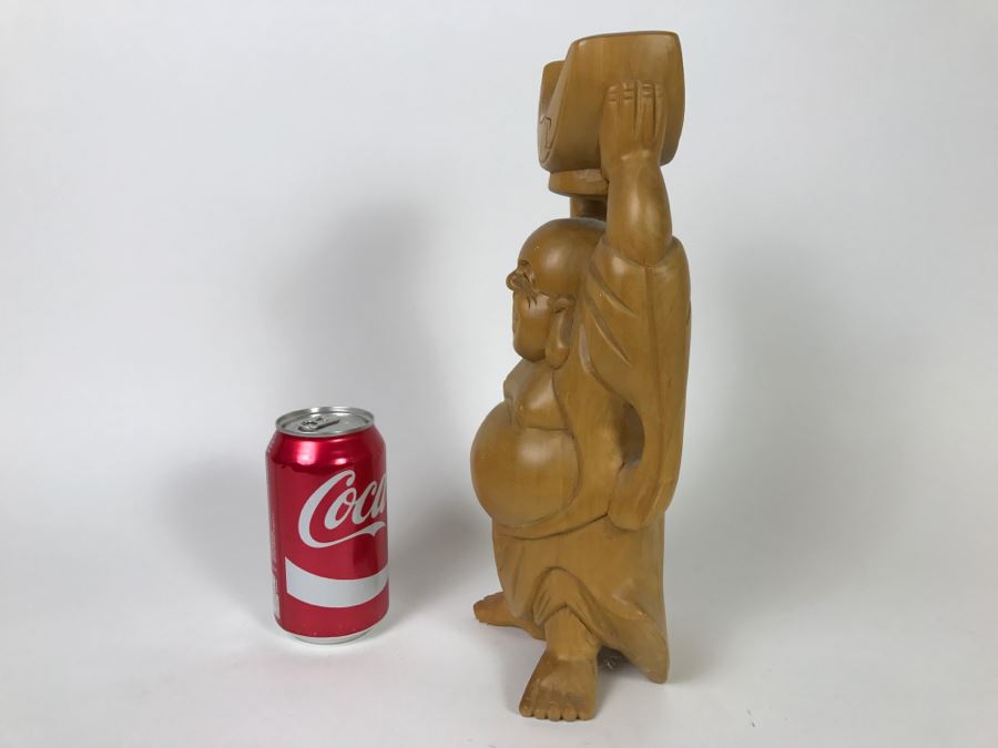 Hand Carved Laughing Wooden Buddha Statue [Photo 7]