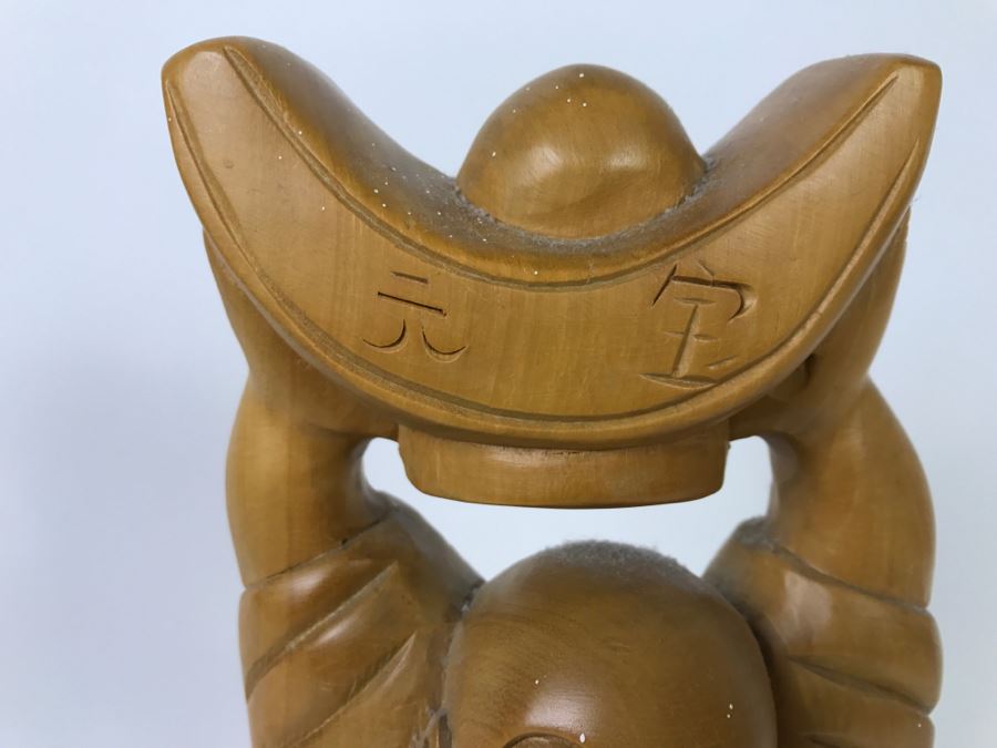 Hand Carved Laughing Wooden Buddha Statue [Photo 4]