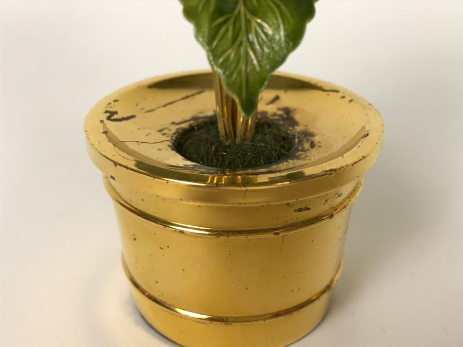 Gorham Sterling Silver Miniature Flower Pot With Artificial Enamel Metal Flowers [Photo 6]