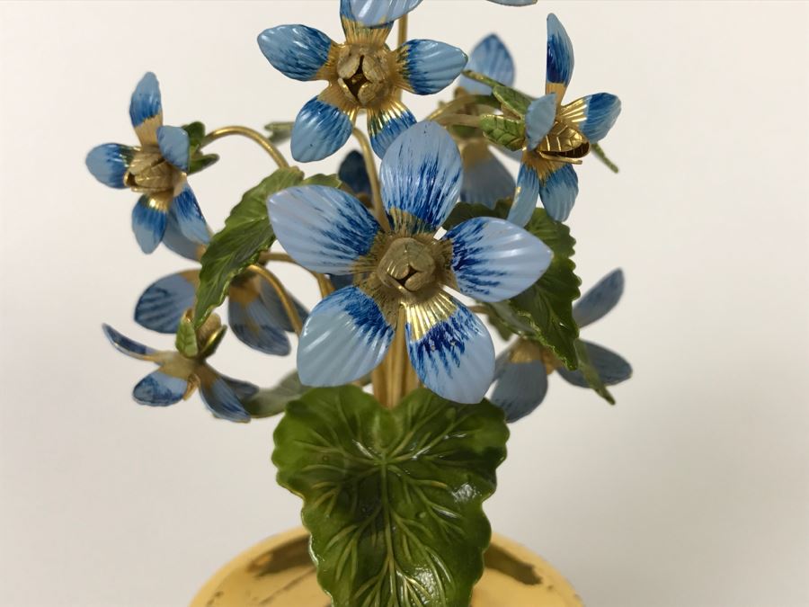 Gorham Sterling Silver Miniature Flower Pot With Artificial Enamel Metal Flowers [Photo 5]