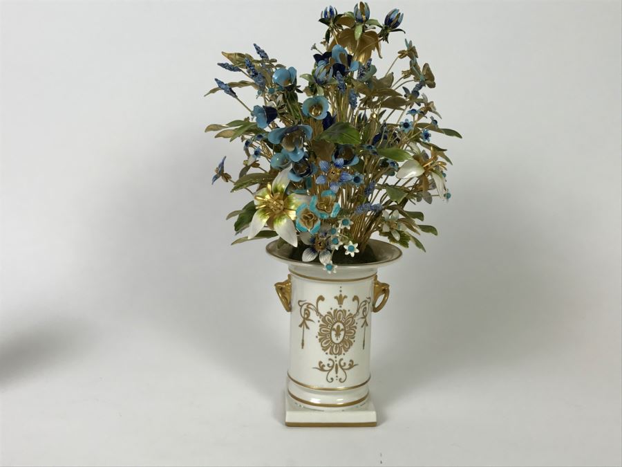 Artificial Enamel Over Metal Flowers In Hand Painted Miniature Pot [Photo 10]