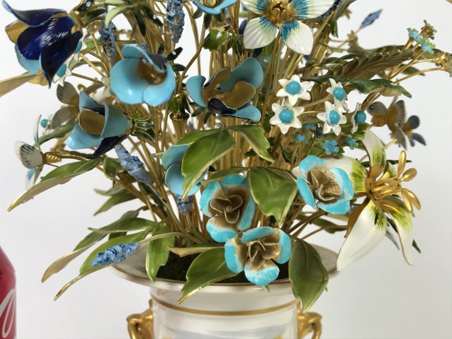 Artificial Enamel Over Metal Flowers In Hand Painted Miniature Pot [Photo 5]