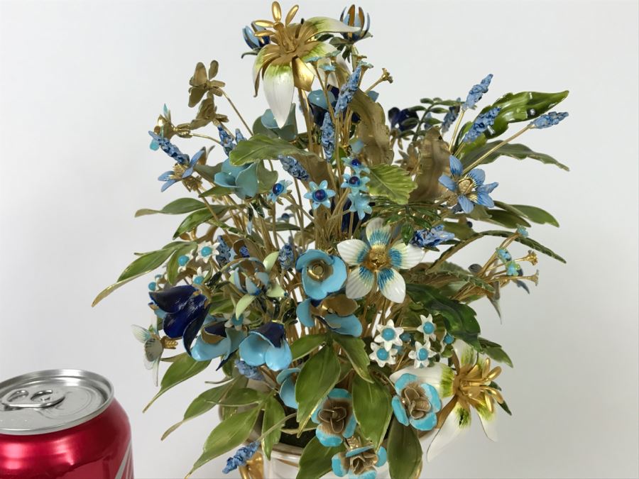 Artificial Enamel Over Metal Flowers In Hand Painted Miniature Pot [Photo 2]