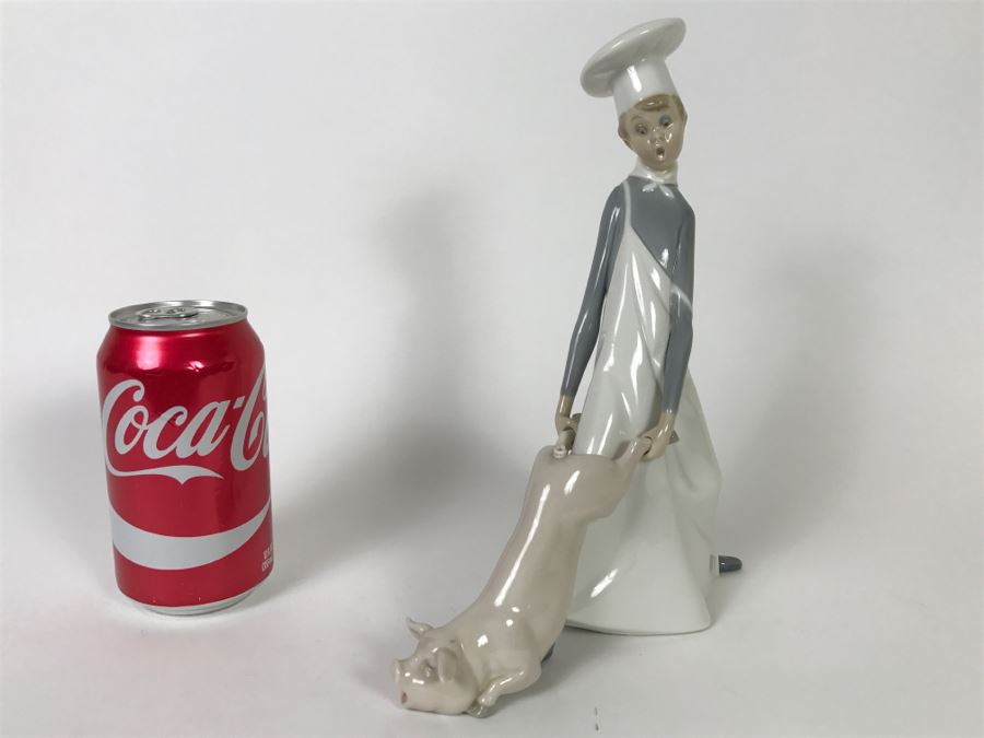 Lladro Glazed Figurine 4608 Cook In Trouble Chef And Pig [Photo 4]