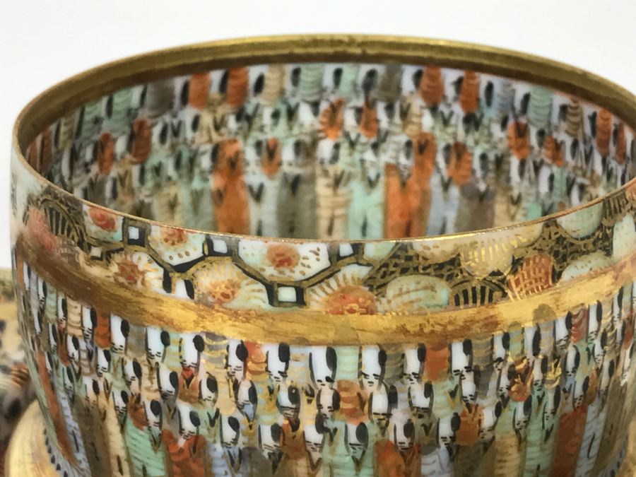 Vintage Japanese Satsuma Gold Dish And Cup And Saucer Dish Japanese Figures [Photo 16]