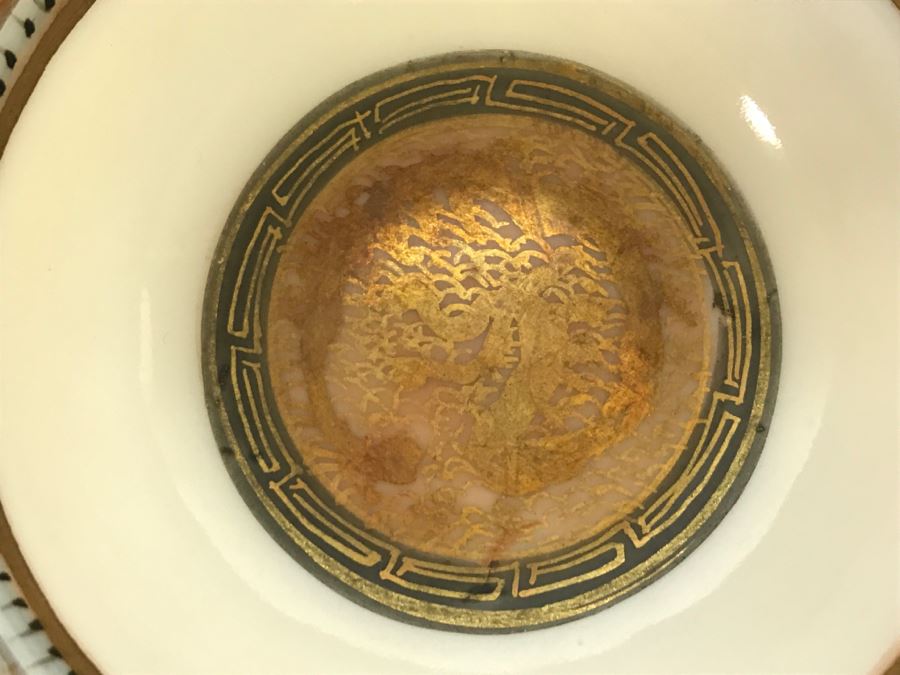Vintage Japanese Satsuma Gold Dish And Cup And Saucer Dish Japanese Figures [Photo 20]