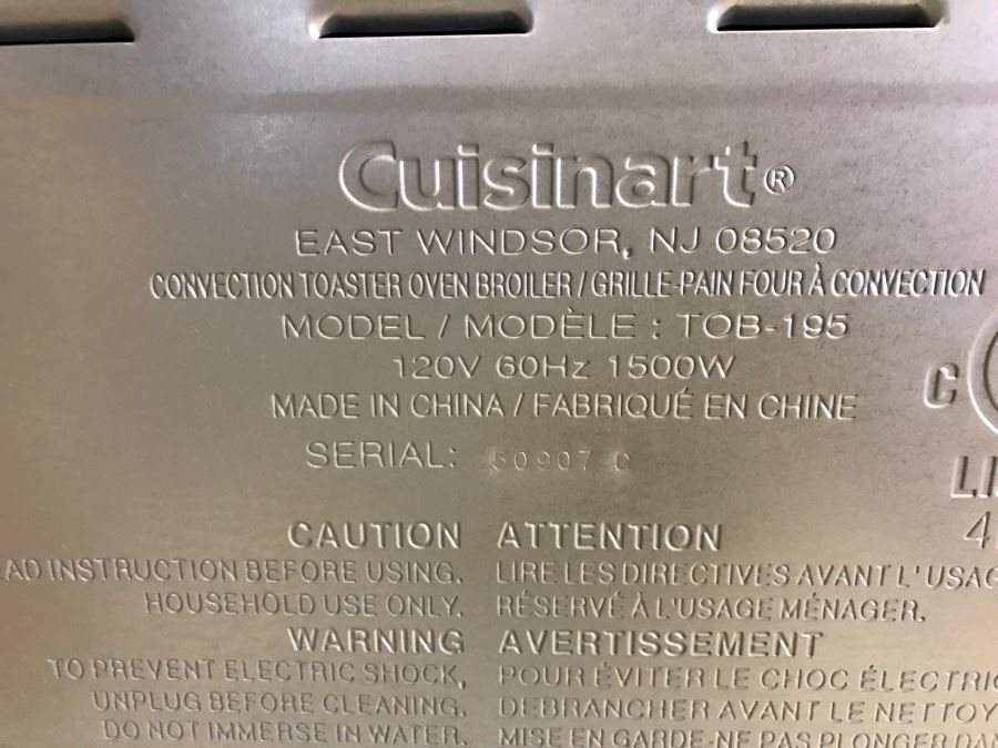 Cuisinart Convection Toaster Oven Broiler Model TOB-195 [Photo 6]