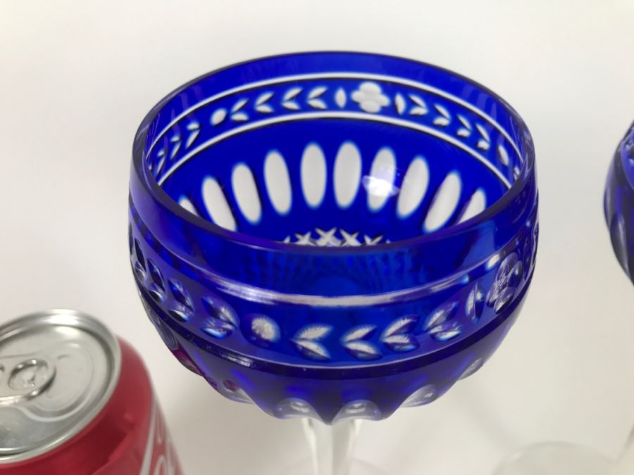Pair Of Blue Wedgwood Crystal Stemware Glasses [Photo 3]