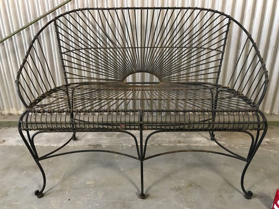 Solid Black Ornate Metal Outdoor Loveseat (Matches Chair In This Sale)