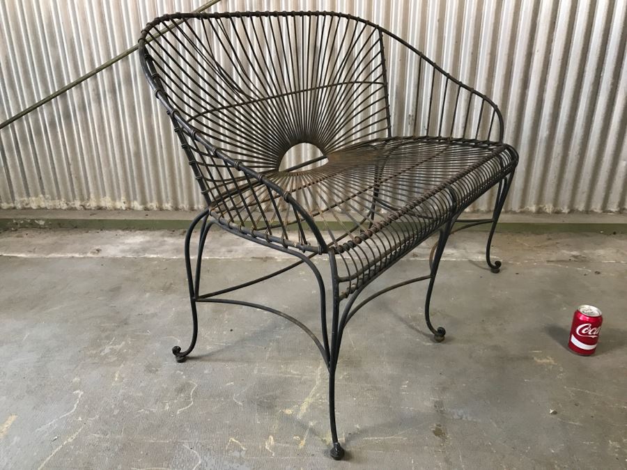 Solid Black Ornate Metal Outdoor Loveseat (Matches Chair In This Sale)