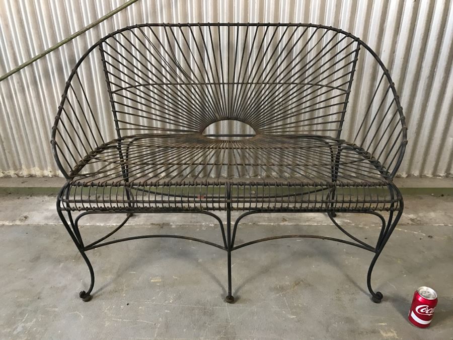 Solid Black Ornate Metal Outdoor Loveseat (Matches Chair In This Sale) [Photo 3]