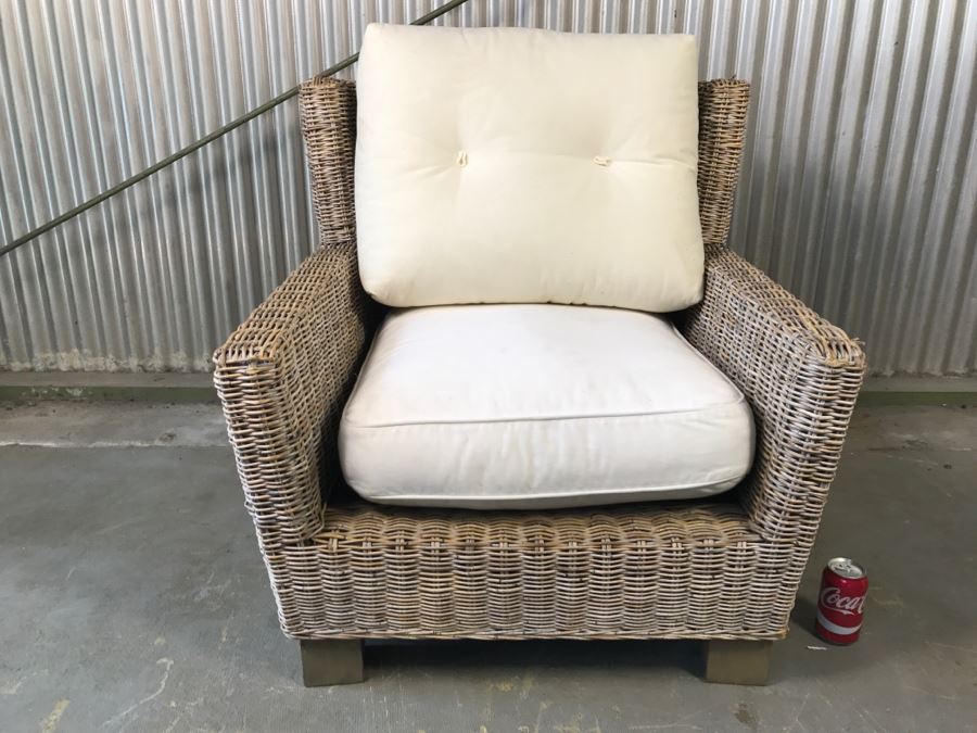 Outdoor Wicker Armchair With Cushions [Photo 2]