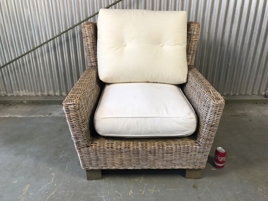 Outdoor Wicker Armchair With Cushions [Photo 3]