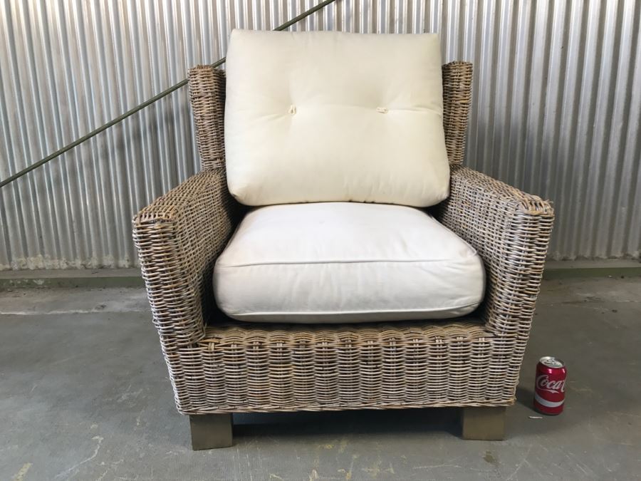 Outdoor Wicker Armchair With Cushions