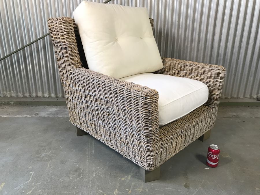 Outdoor Wicker Armchair With Cushions