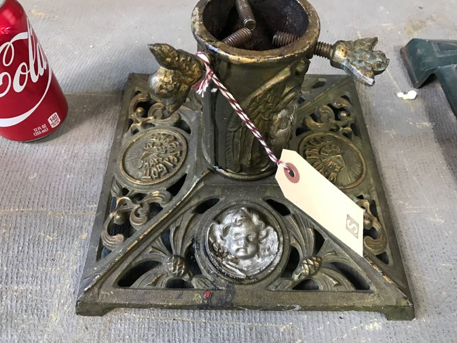 Christmas Decoration Lot With (3) Vintage Metal Christmas Tree Stands