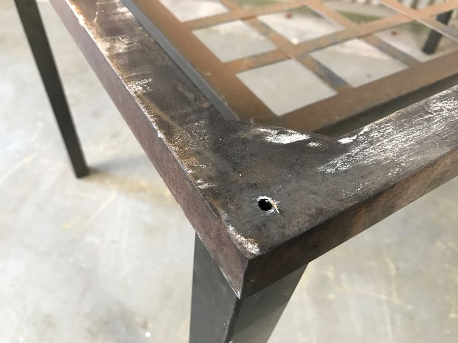 Metal Table Missing Glass Top (Note That Several Screws Are Missing) [Photo 8]