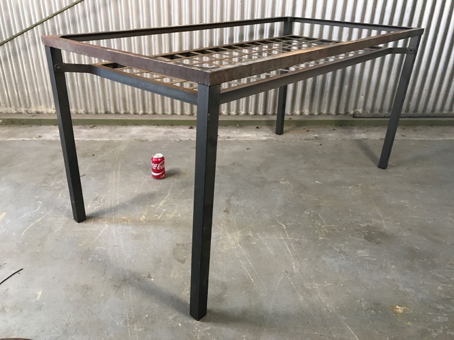 Metal Table Missing Glass Top (Note That Several Screws Are Missing) [Photo 6]