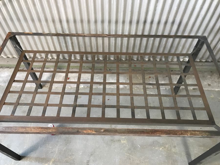 Metal Table Missing Glass Top (Note That Several Screws Are Missing) [Photo 3]