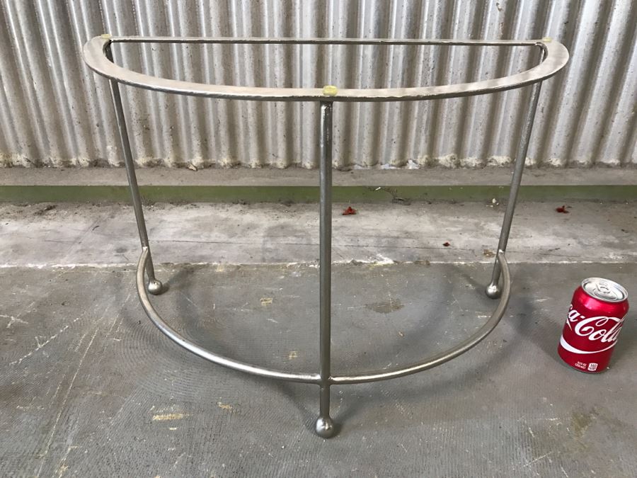 Nice Contemporary Half Circle Chrome Table (Missing Glass)