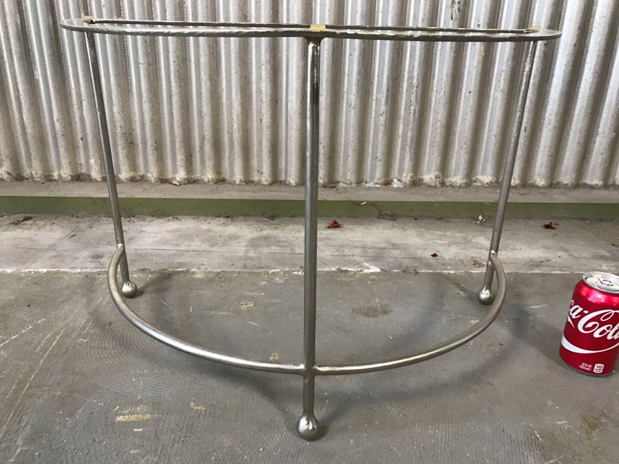 Nice Contemporary Half Circle Chrome Table (Missing Glass) [Photo 2]