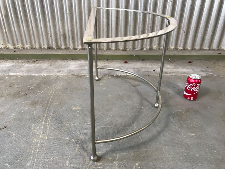 Nice Contemporary Half Circle Chrome Table (Missing Glass) [Photo 5]