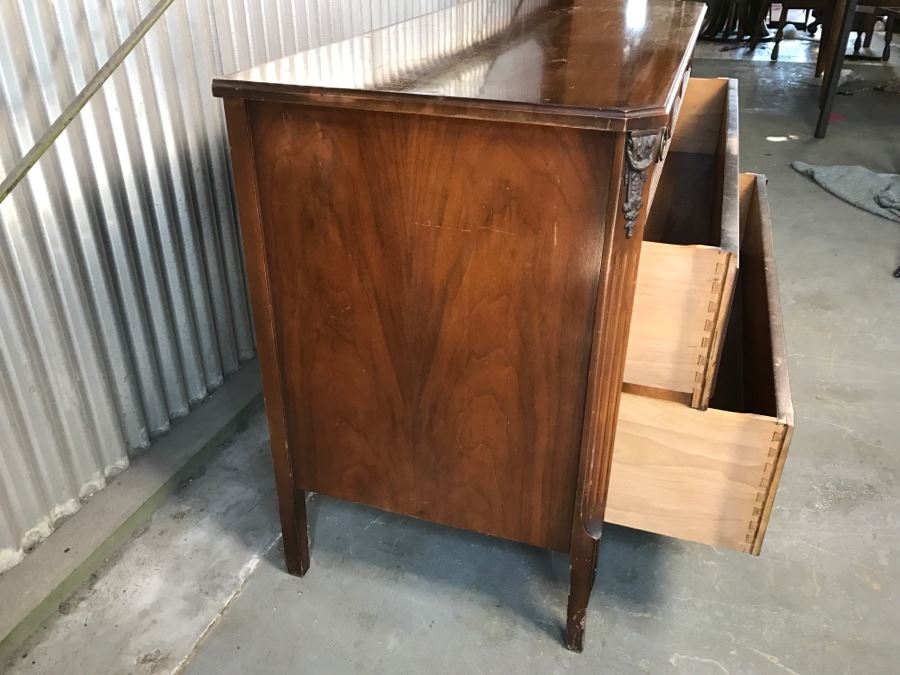 Antique Wooden Chest Of Drawers Dresser With Beatiful Floral Motif Inlay Work 3-Drawers [Photo 10]