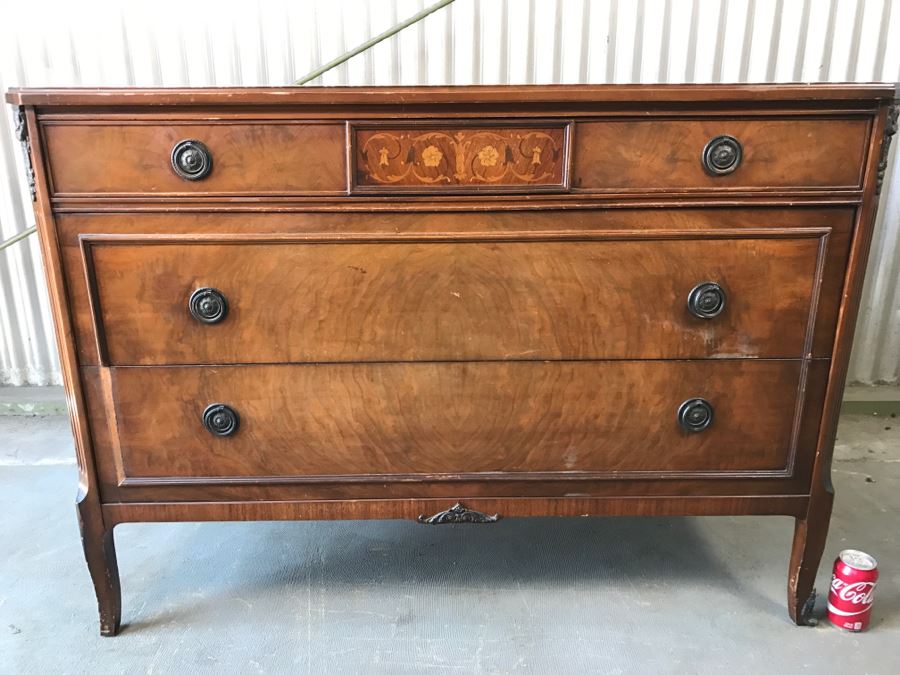 Antique Wooden Chest Of Drawers Dresser With Beatiful Floral Motif ...