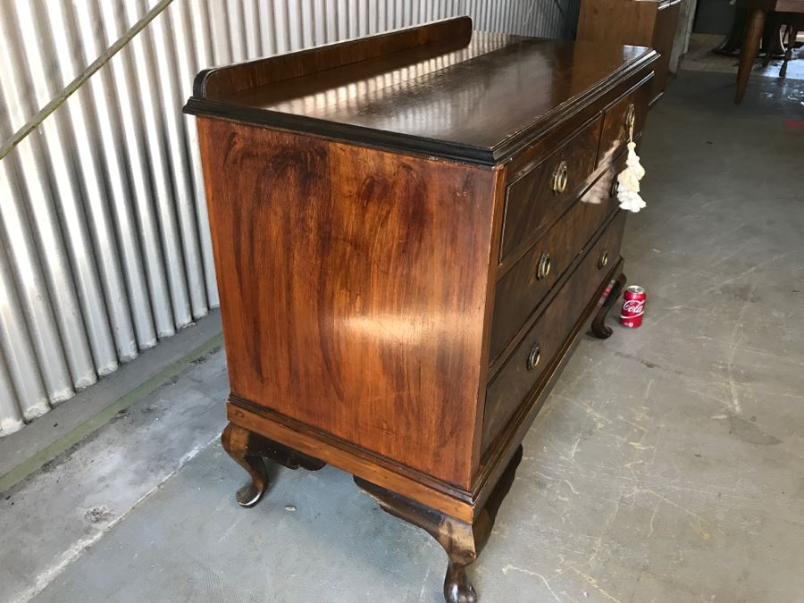 Stunning Antique Burled Wood Front Chest Of Drawers Dresser 4-Drawers [Photo 9]
