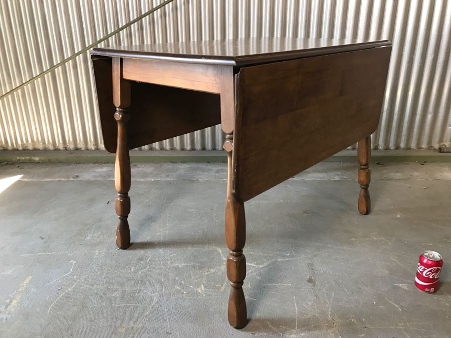 Vintage Wooden Drop Leaf Table With Turned Legs [Photo 6]