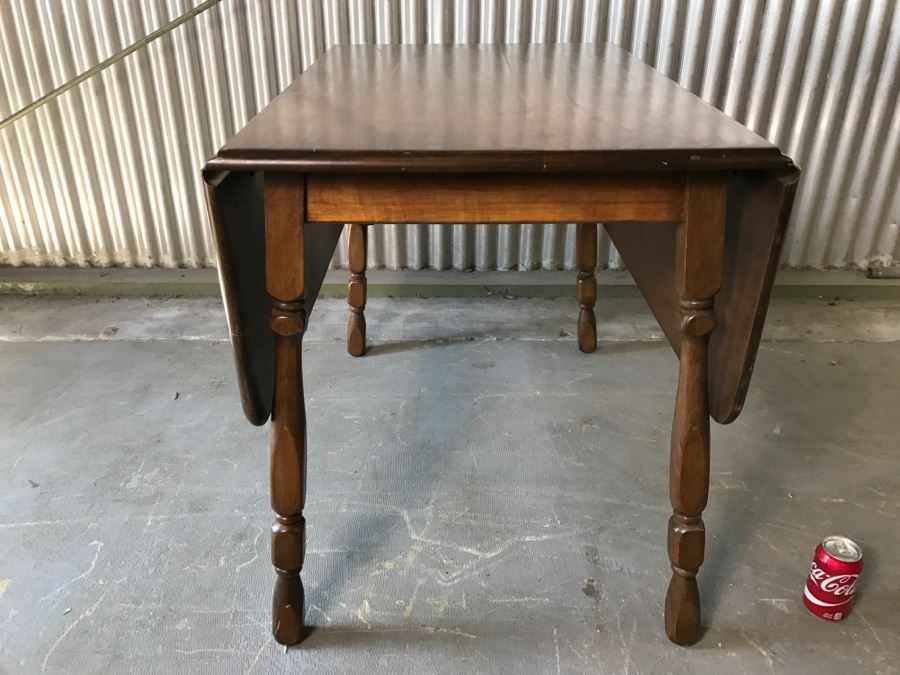 Vintage Wooden Drop Leaf Table With Turned Legs [Photo 4]