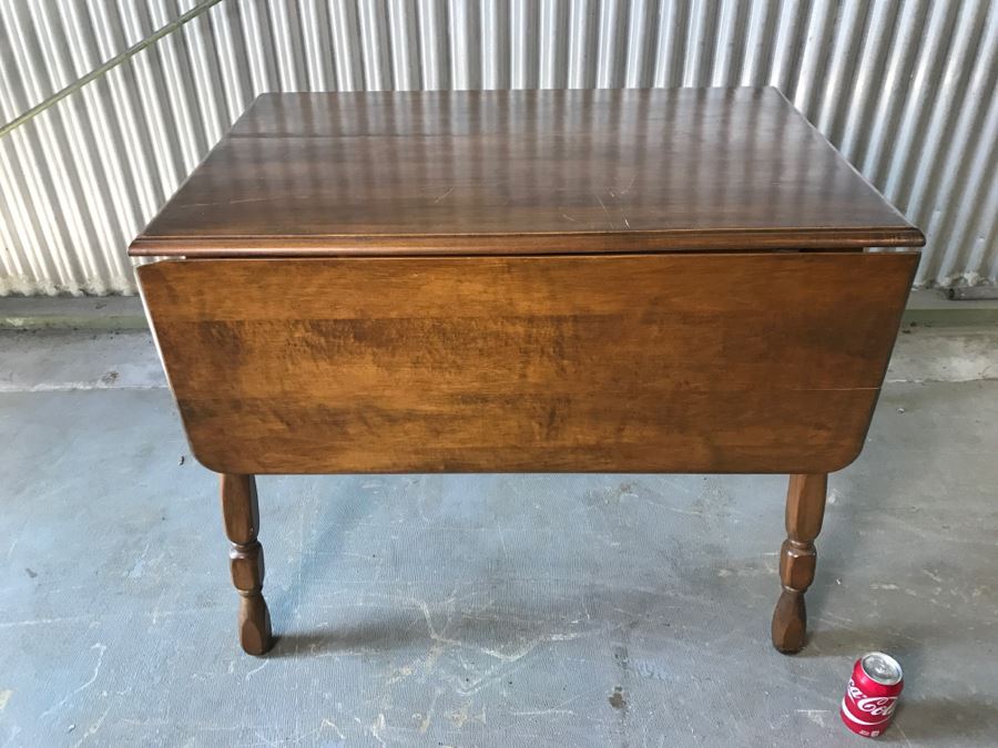 Vintage Wooden Drop Leaf Table With Turned Legs [Photo 2]