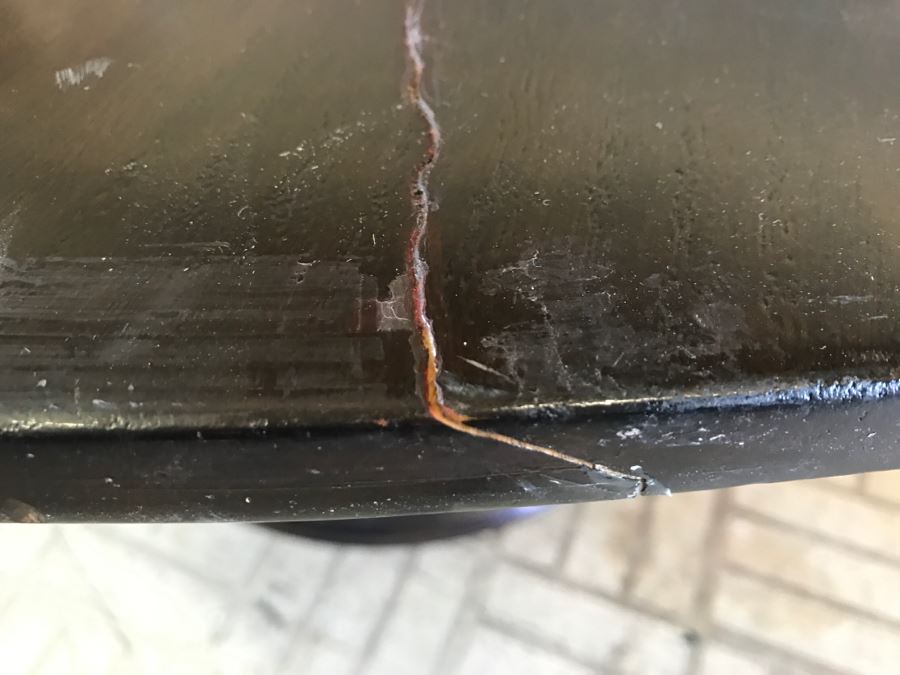 Large Round Contemporary Wooden Table With Tulip Base (Note Table Top Has Crack As Shown In Photos) [Photo 9]