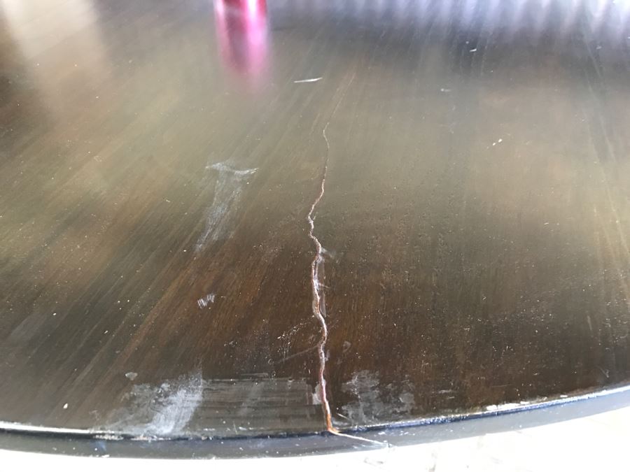 Large Round Contemporary Wooden Table With Tulip Base (Note Table Top Has Crack As Shown In Photos) [Photo 8]