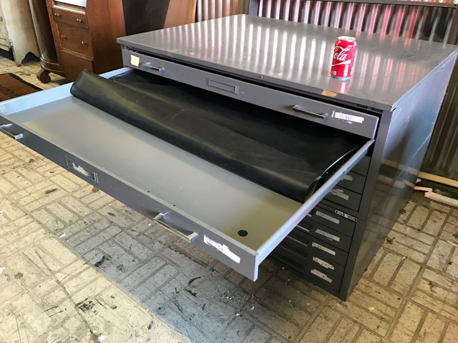 Pair Of Mayline Steel 5-Drawer Flat File Filing Cabinets Great For Storing Artwork Or Posters [Photo 6]