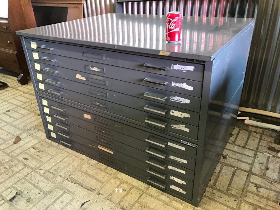 Pair Of Mayline Steel 5-Drawer Flat File Filing Cabinets Great For Storing Artwork Or Posters [Photo 4]