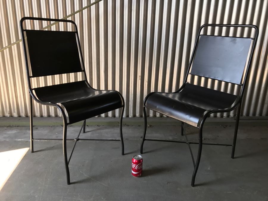 Pair Of Black Heavy Metal Chairs [Photo 4]