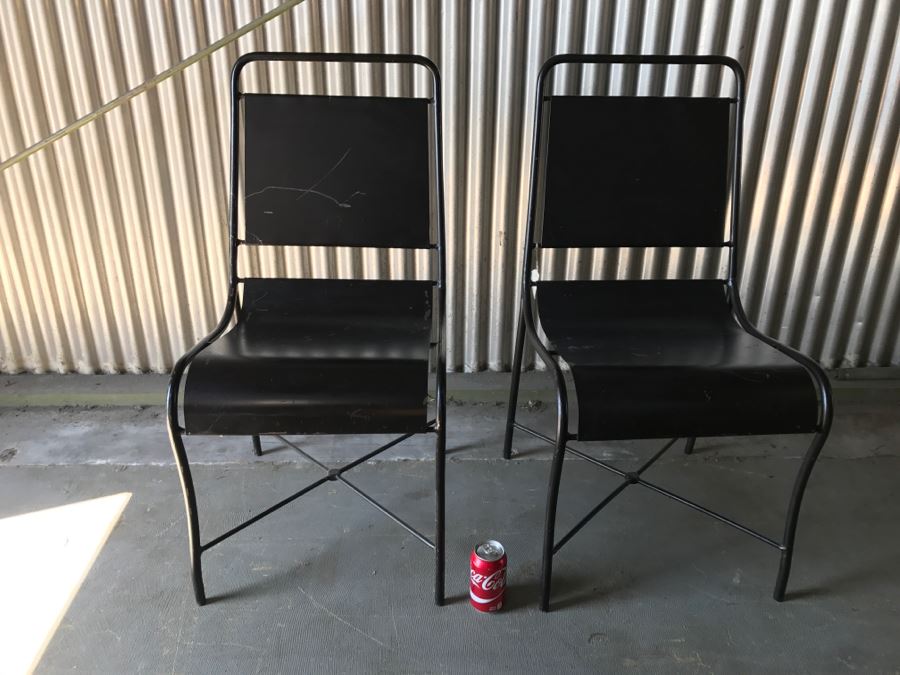 Pair Of Black Heavy Metal Chairs [Photo 3]