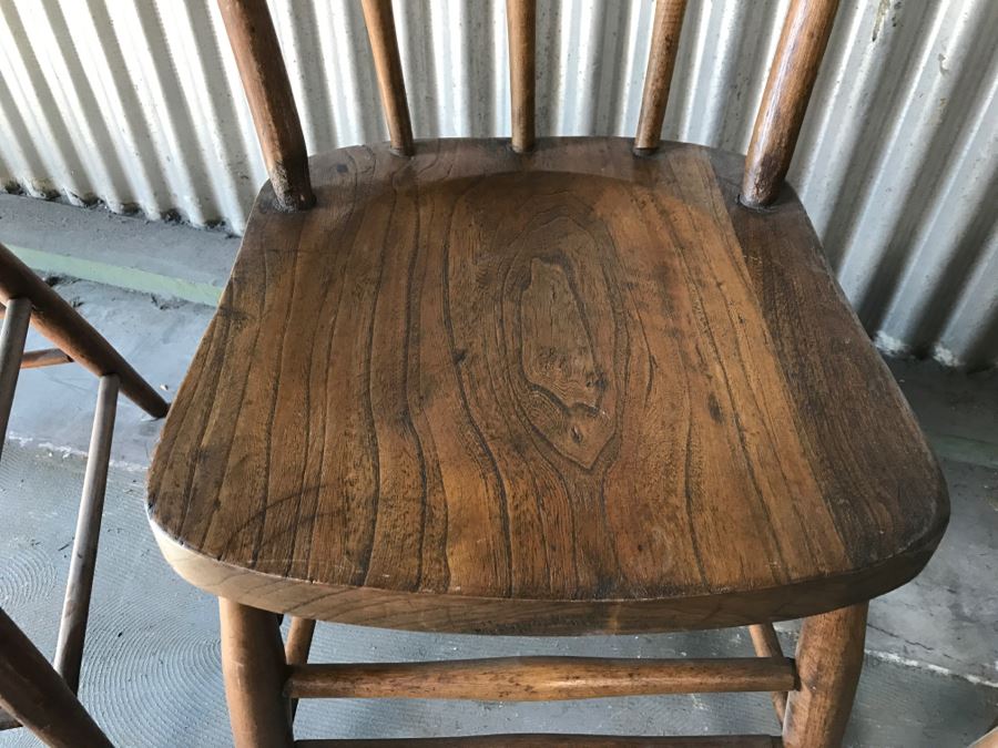 Set Of 4 Primitive Bent Wood Chairs With Tapered Legs [Photo 6]