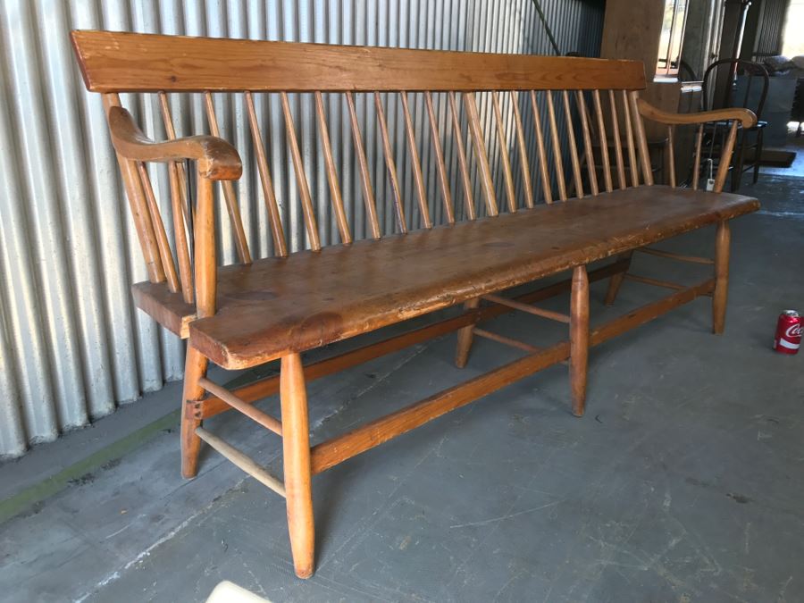 Long Primitive Wooden Bench [Photo 2]